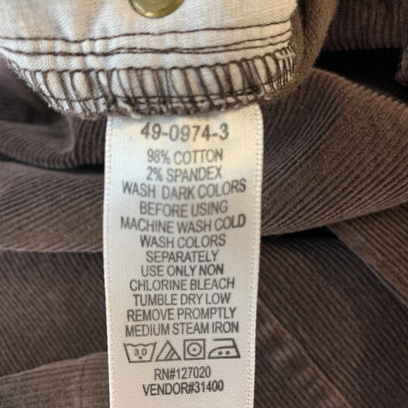 CHADWICKS Brown Corduroy Straight Leg Pants Womens Size 6 Petite Stretch Casual - Picture 5 of 9